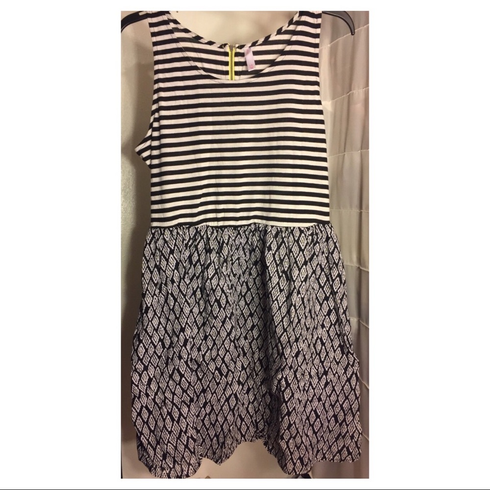 Mixed Print Black & White Dress